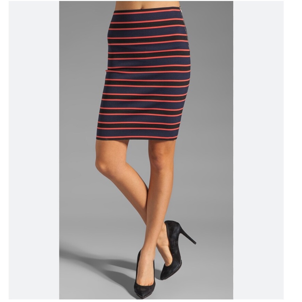 SONIA by Sonia Rykiel Striped Pencil Skirt in Noir/Marine/Sixties ~ Medium